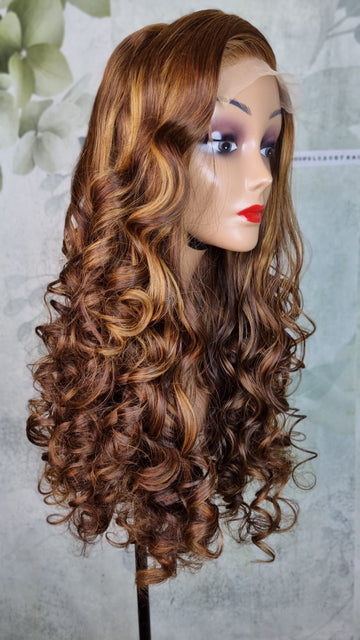 24-inch Bouncy Wig with a 5 X 5 HD Closure.